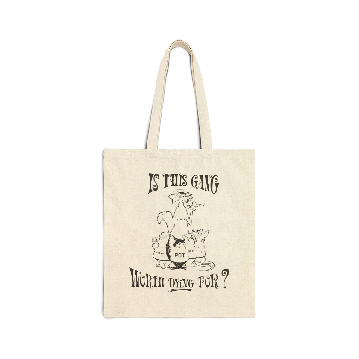 1960s/70s anti-drug poster "is this gang worth dying for?" by smartset smarteen s.o.s cotton canvas tote bag